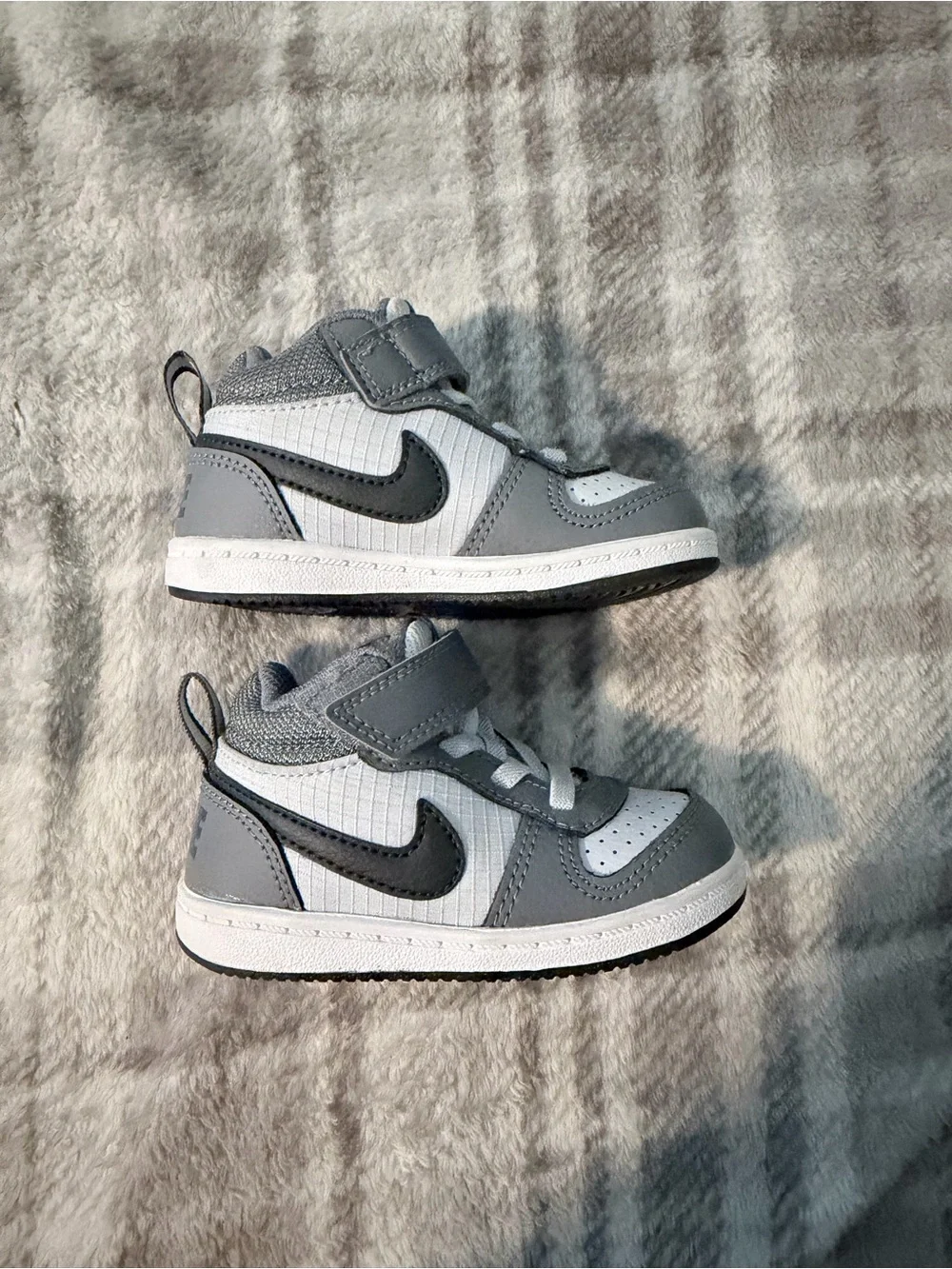Nike Kids Gray, White and Black High-Top Sneakers